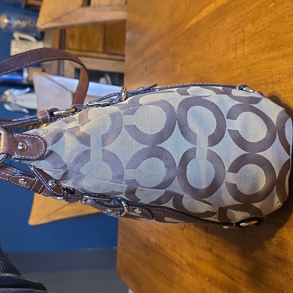 Coach Alexandra Tote Bag featuring a signature "Op Art" canvas pattern. - Picture 5 of 16